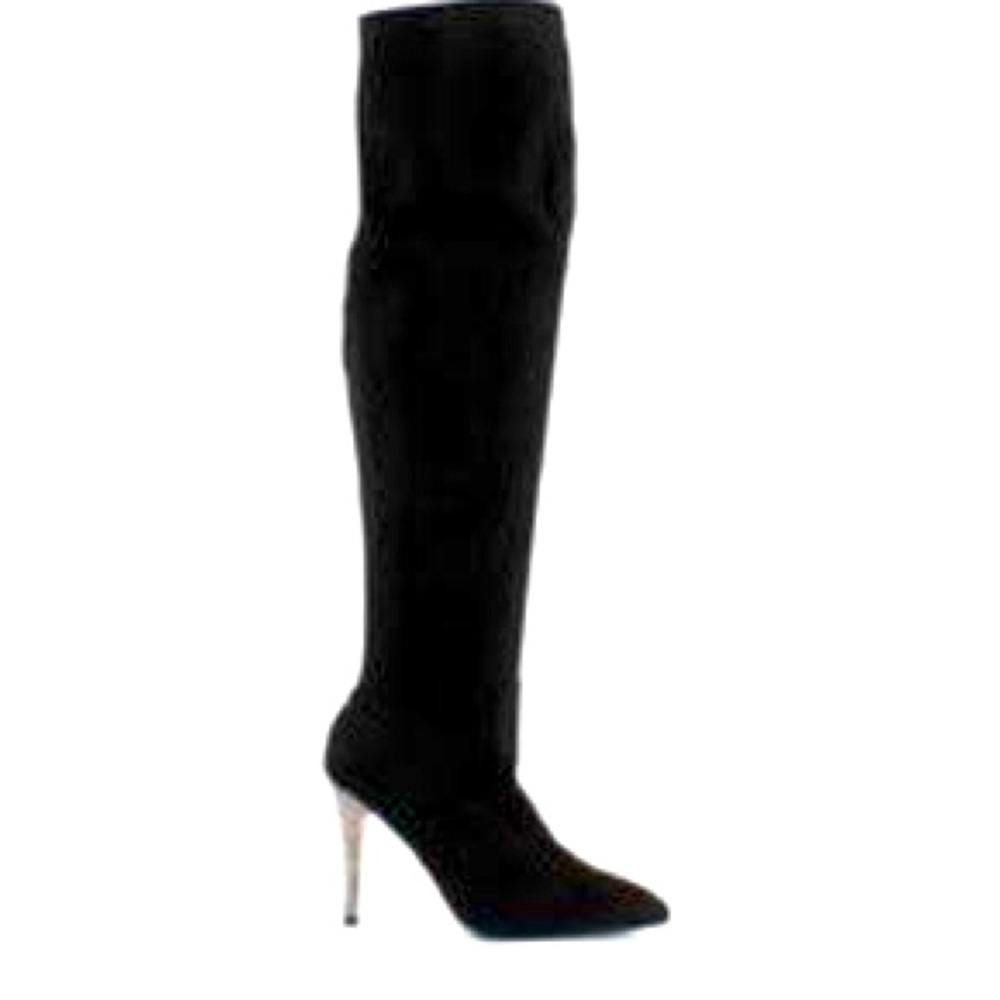 LIKE NEW Nina Rocklin Faux suede over the knee boots sparkle heel